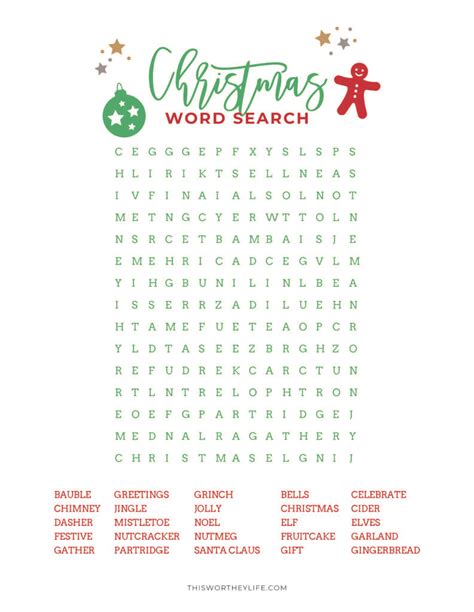 Christmas Word Search Printable Pdf